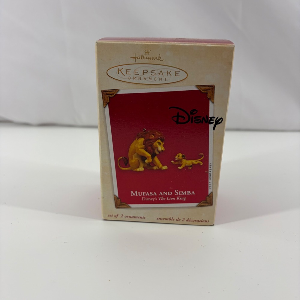 Hallmark Keepsake Disney Lion King Mufasa and Simba Ornament Set 2003 QXD5087